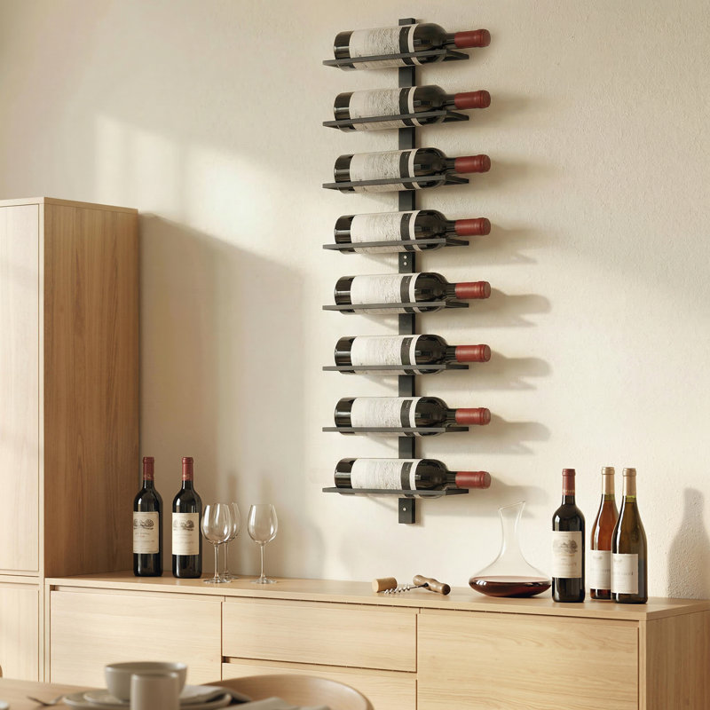 Multi-tiered, Wall Mounted Wine Bottle Rack Black, 93.5cm H x 27cm W x 10cm D