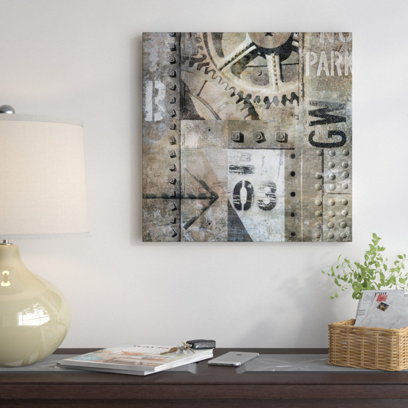 « industrial i », impression sur toile, H 26 po x l 26 po x P 1,5 po, Pas de tapis, Toile tendue