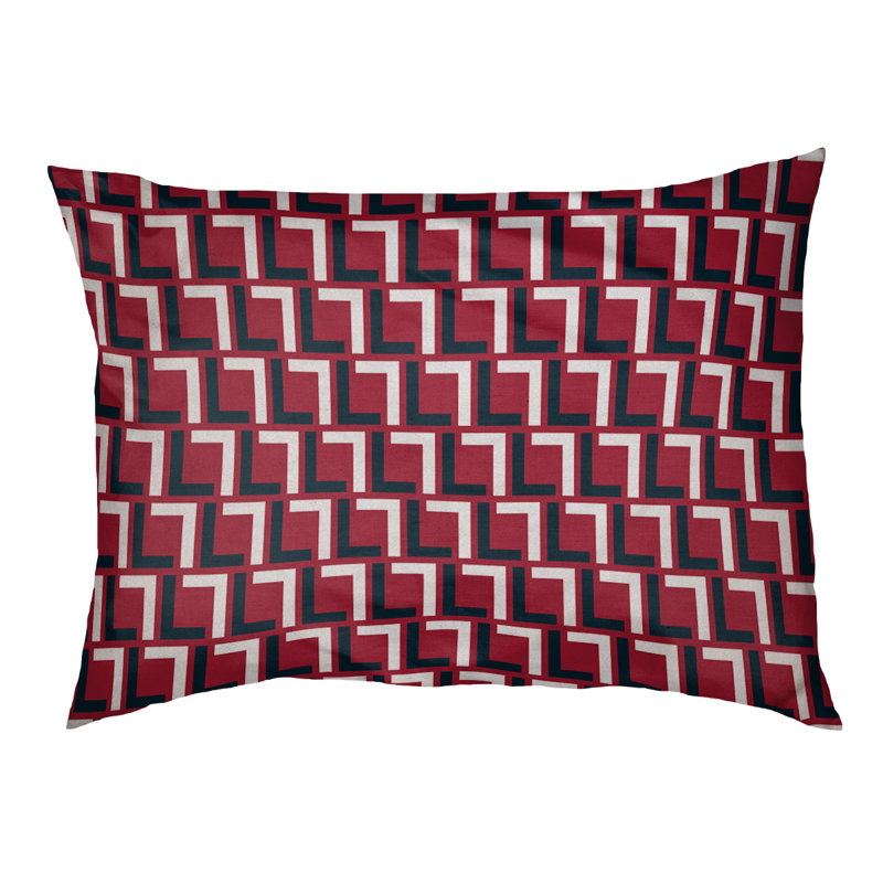 Coussin pour chien Brossard, Petit (l 28 po x P 18 po x H 4 po), Rouge combat / bleu acier profond / blanc
