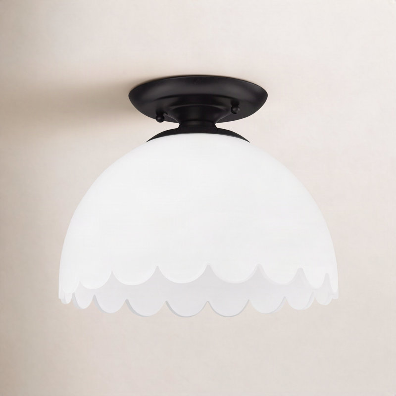 Filomela Glass Semi Flush Mount, Matte Black