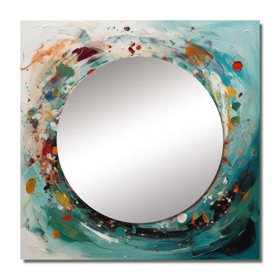 Spiral Marriage Of Electric Amber II - Abstract Spirals Square Mirror For Wall Art Decor