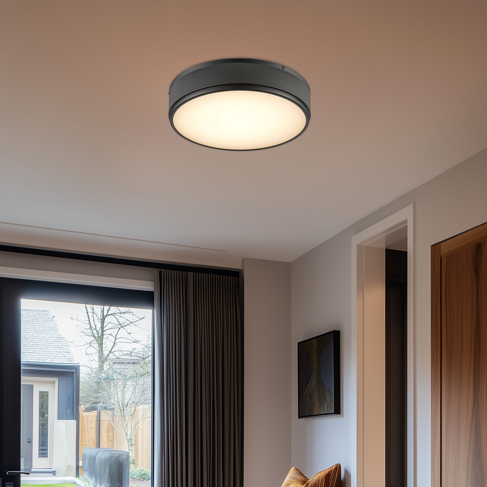 Amos Flush Mount, Black, 2.8" H x 13" W x 13" D