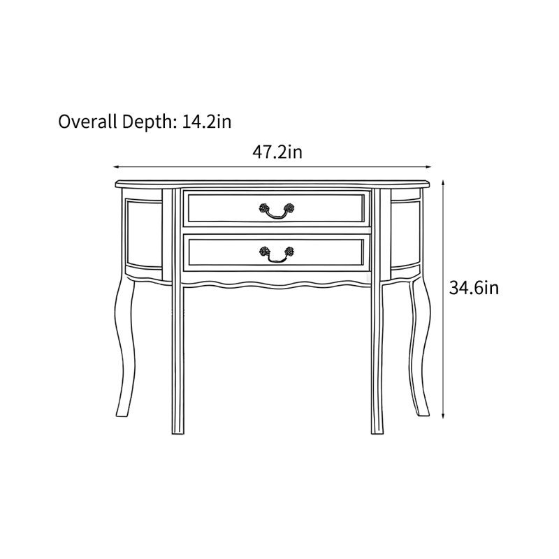 Console américaine simple, Brun, H 34,6 po x l 47,2 po x P 14,2 po