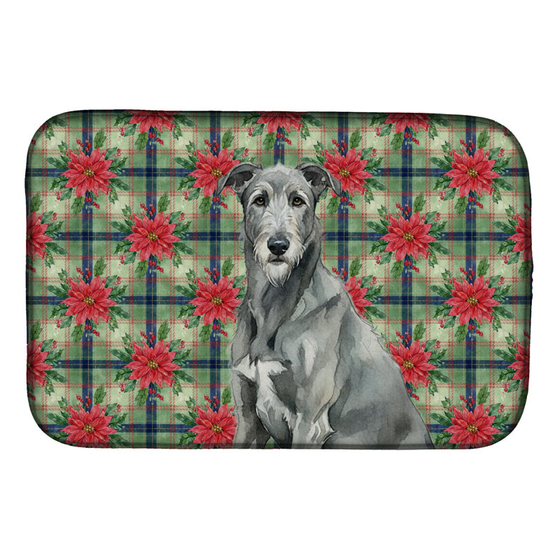 Tapis de séchage gris gris Irish Wolfhound Christmas PoinsettIas, Gris