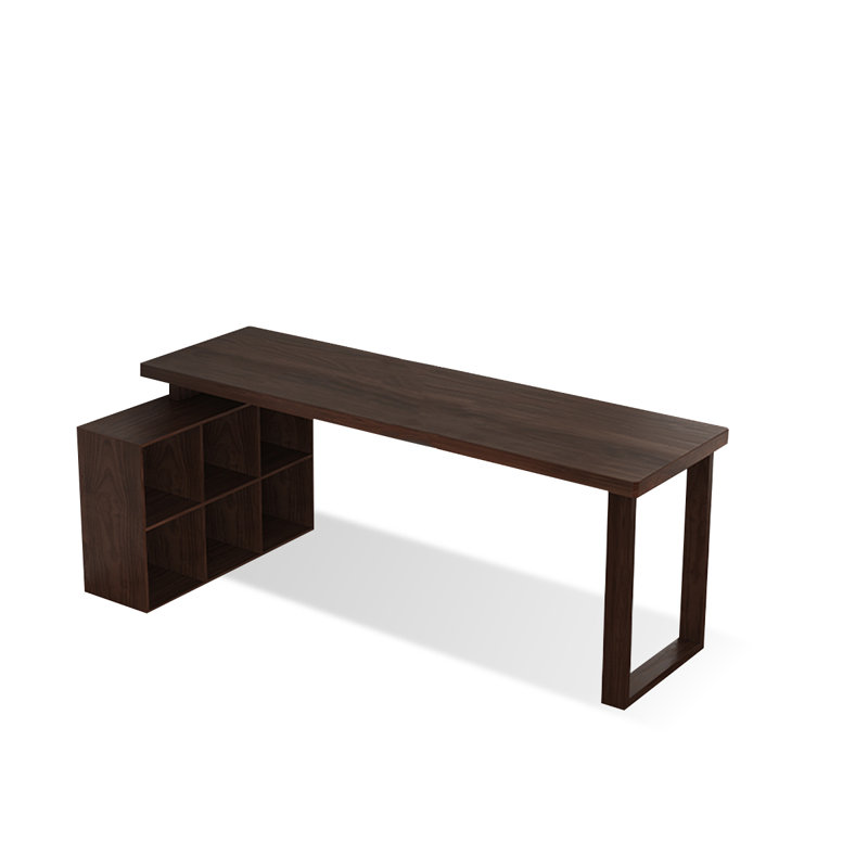 Bureau en bois massif en forme de L noyer foncé, H 29,53 po x l 94,49 po x P 35,43 po, Retour à gauche
