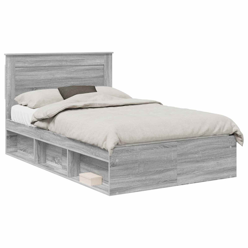 Solid Wood Bed, Double (4'6), Grey Sonoma