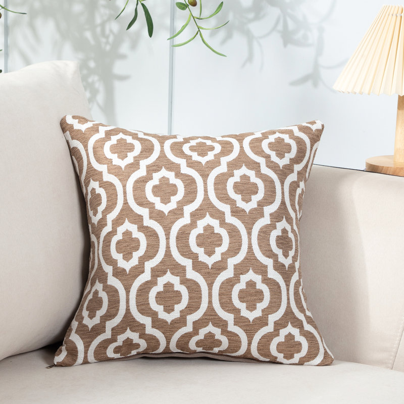 Housse de coussin jacquard, Marron