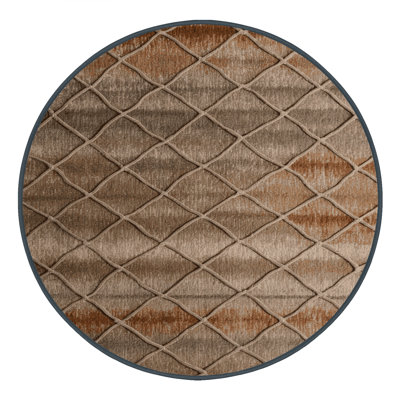 Machine Washable Trellis Brown Area Rug
