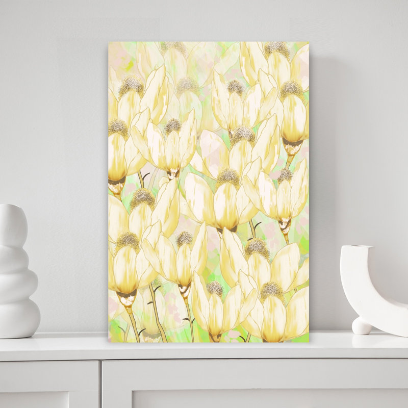 Douce fleur jaune délicate, art mural nature, H 18 po x l 12 po