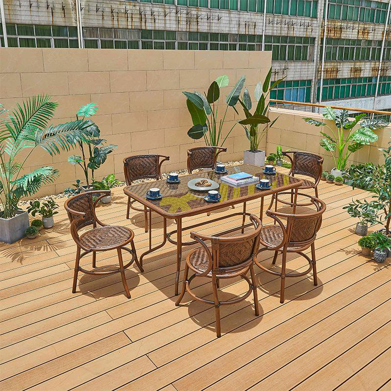 Rhyli 6 - Person Metal Patio Dining Set with Rectangular Table
