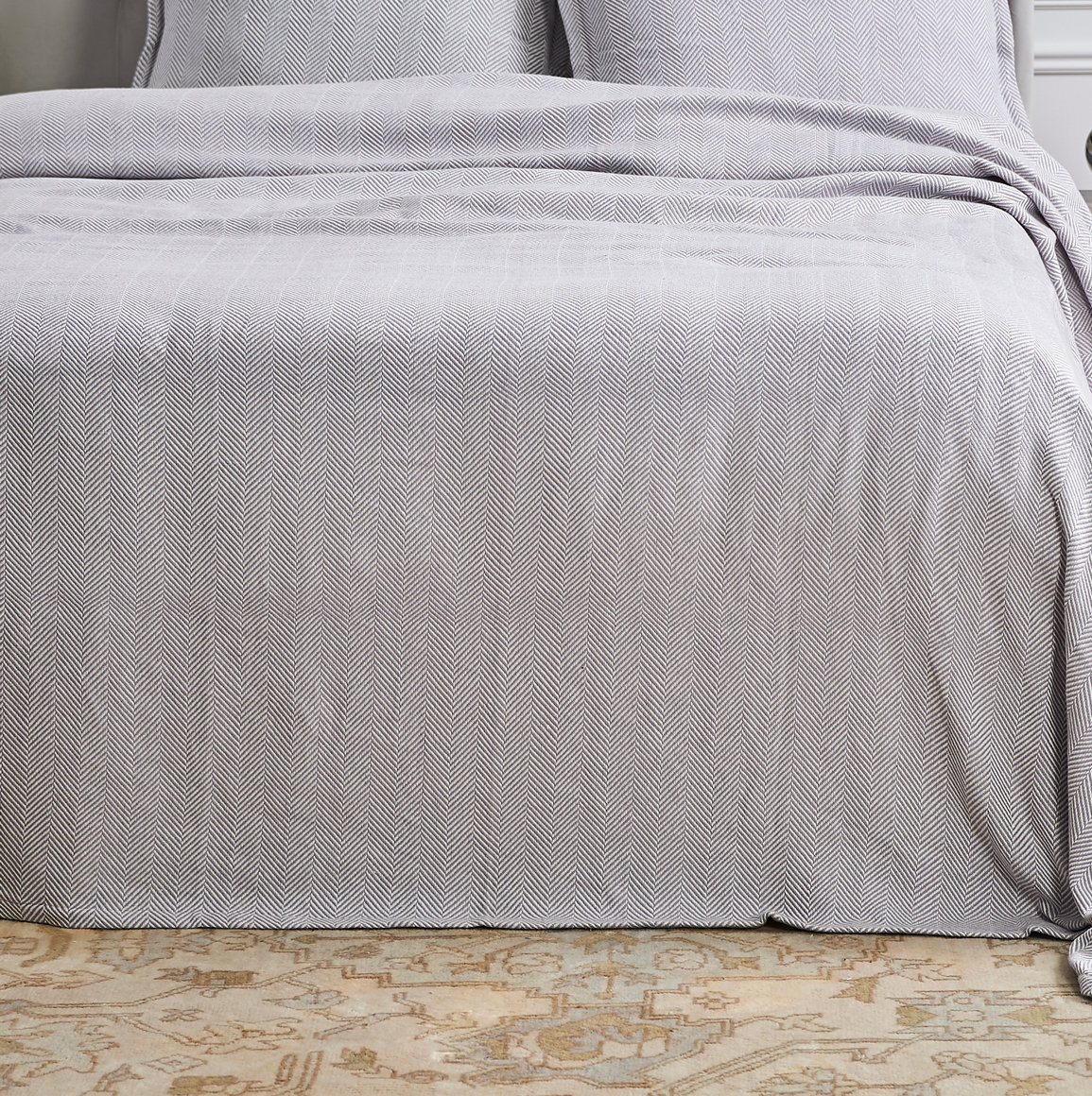 Orson Cotton Throw Blanket, Pearl Gray