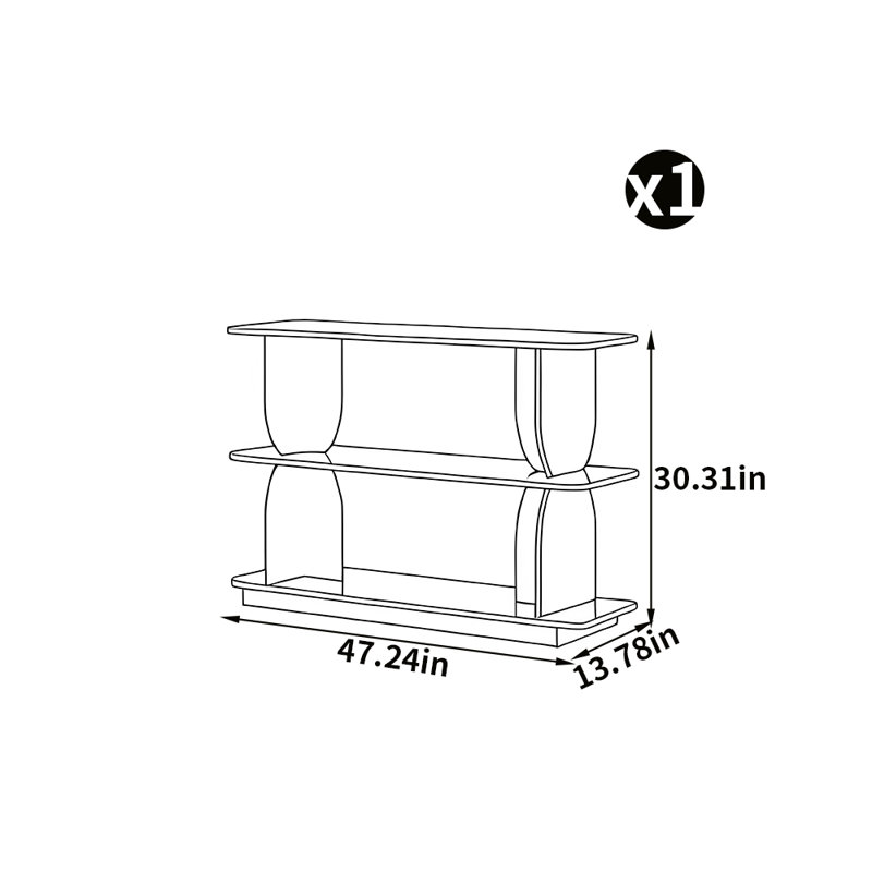 Bibliothèque de style français, Brun, (2 tablettes) H 30,31 po x l 47,24 po x P 13,78 po