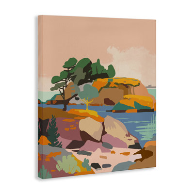 Toile abstraite, "Lake & Cliff" par Walker Noble