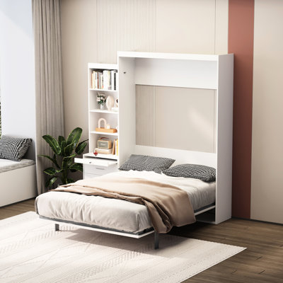 Lit double avec tablette - Solution compacte pour la construction de chambre à coucher