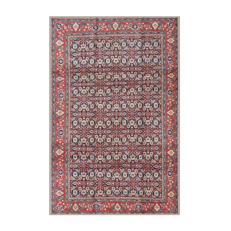 Tapis bleu/rouge traditionnel Ludwik, Rectangle 5 pi x 7 pi