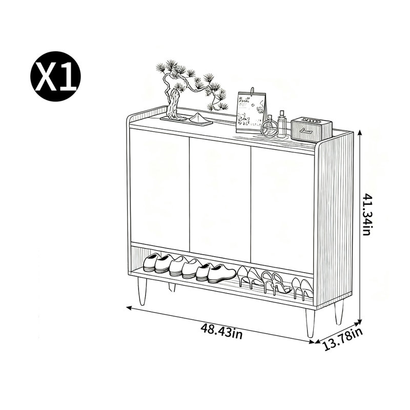 Armoire de rangement pour chaussures Kingsford, H 41,34 po x l 48,43 po x P 13,78 po