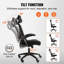Chaise de bureau avec support lombaire réglable, chaise de bureau ergonomique à haut dossier avec appui-tête réglable, dossier de chaise de bureau ergonomique avec accoudoirs en deux dimensions, chaise d'ordinateur