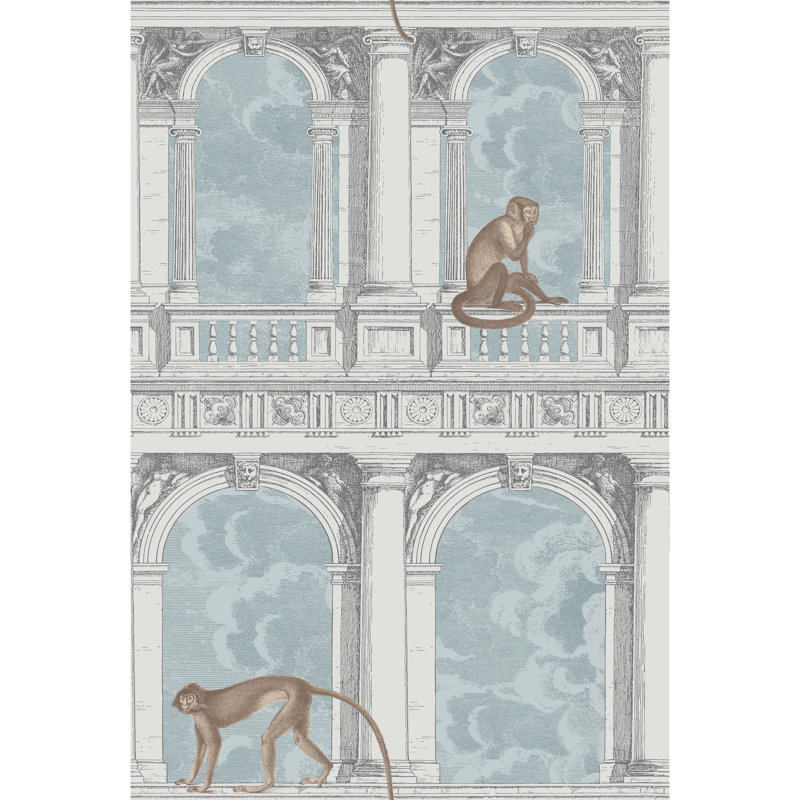 Wallpaper Roll, Stone/Powder Blue