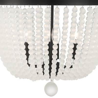 Fredrick 4 Light Matte Black Chandelier Frosted Beads