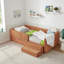 Lit simple multifonctionnel pour enfant avec garde-corps et rangement, lit simple avec marchepied de sécurité et tissu Boucle (80,5 po x 44,5 po x 23 po)