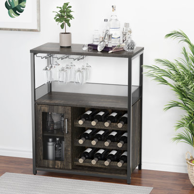 Solid Wood Wine Bottle Rack Gray