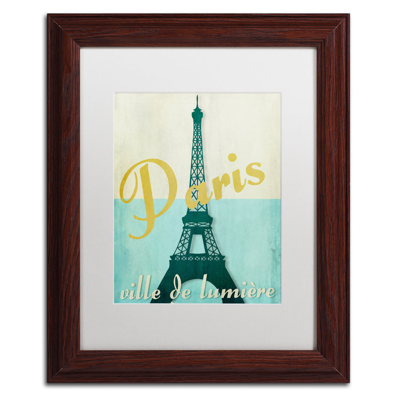 «Jadaya Paris City of Light», impression encadrée, H 14 po x l 11 po, Toile avec cadre brun, Blanc