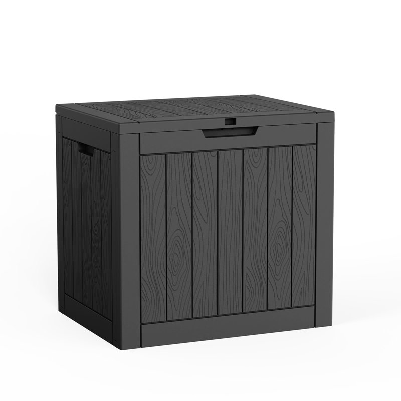 30 Gallons Black Water Resistant Resin Lockable Deck Box, Black