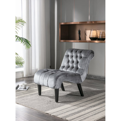 Élégant fauteuil d'appoint en velours pour chambre à coucher, bureau - Rembourrage doux et résistant sans accoudoirs avec coussin éponge Idéal salon, décoration