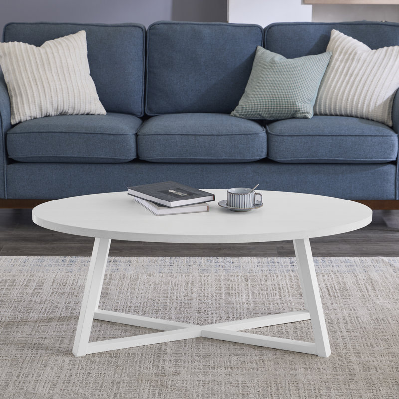 Marvis Savner Wood Oval Coffee Table, White, White