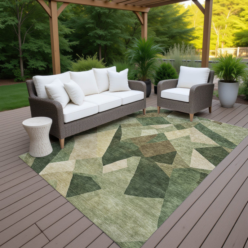 Machine Washable Indoor/Outdoor Jourdan ACN2374 Abstract Rug, Rectangle 10' x 14'