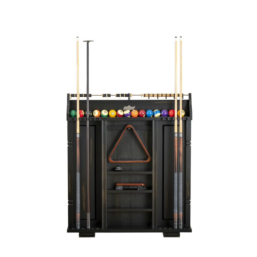 American Heritage Providence Rack - Solid Wood Pool Cue & Ball Holder with Built-In Scoring System and Ample Storage
