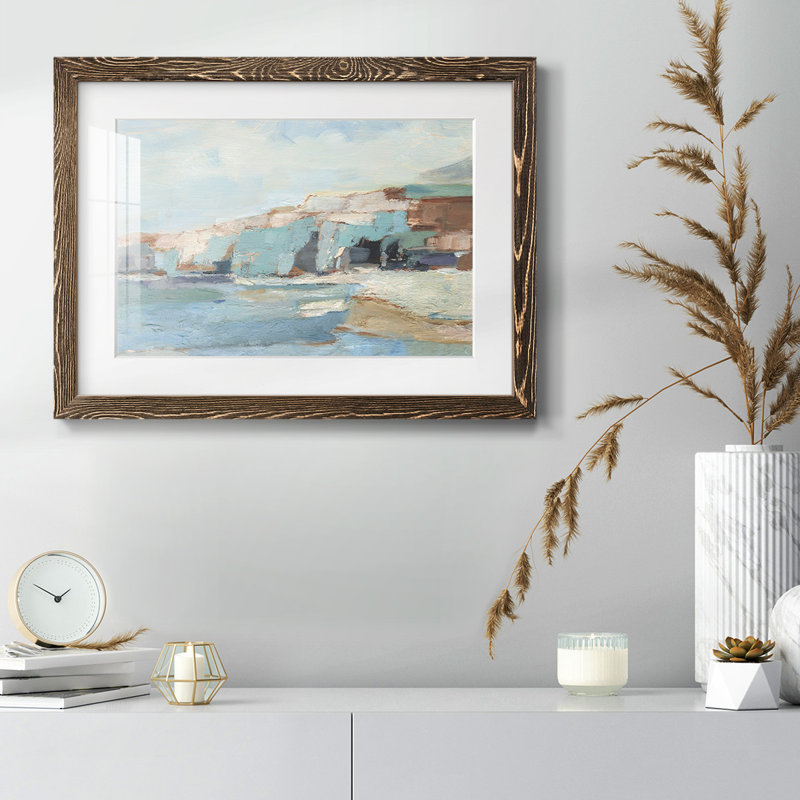 Turquoise Cliff Wall II Framed On Paper Print, Noyer