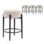 Tabouret de bar 24 po, 24 po, tabouret rond de hauteur comptoir avec structure et repose-pieds en métal noir, siège doux pour îlot de cuisine inspiré de la laine d'agneau-2101956238