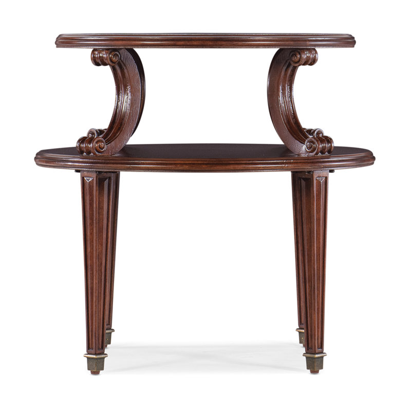 Charleston Round Cherry Veneer and Metal End Table
