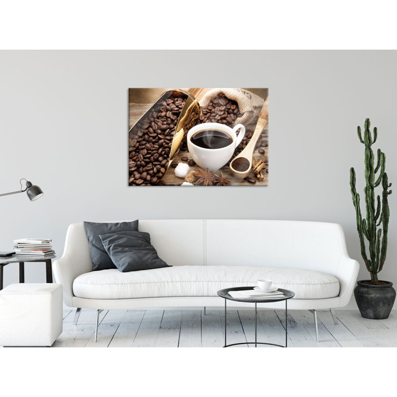 Fine Coffee And Coffee Beans - No Frame Print on Glass, 70cm H x 100cm W