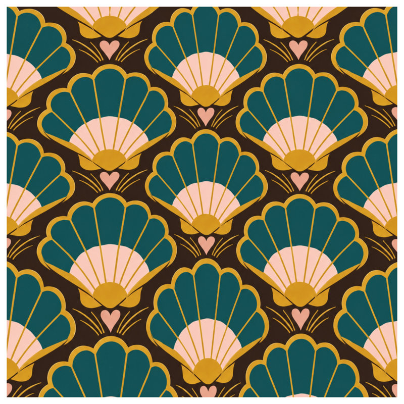 Art Deco Shell Pattern Duvet Covers, Twin