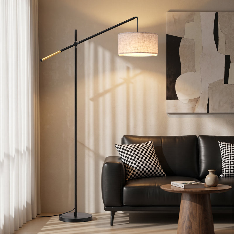 67" Black Swing Arm Floor Lamp