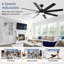 Ventilateur de plafond 72 pales 72 pouces à 8 pales avec lumière DEL et télécommande, ventilateur intérieur / extérieur moderne et silencieux, ventilateur de plafond réversible à 6 vitesses et double finition compatible avec Alexa Google