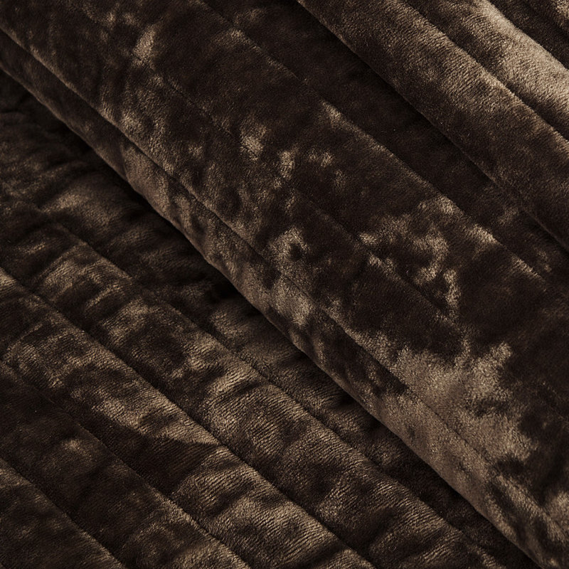 Luxe Velvet Channel Quilt Set, Walnut Brown, California King