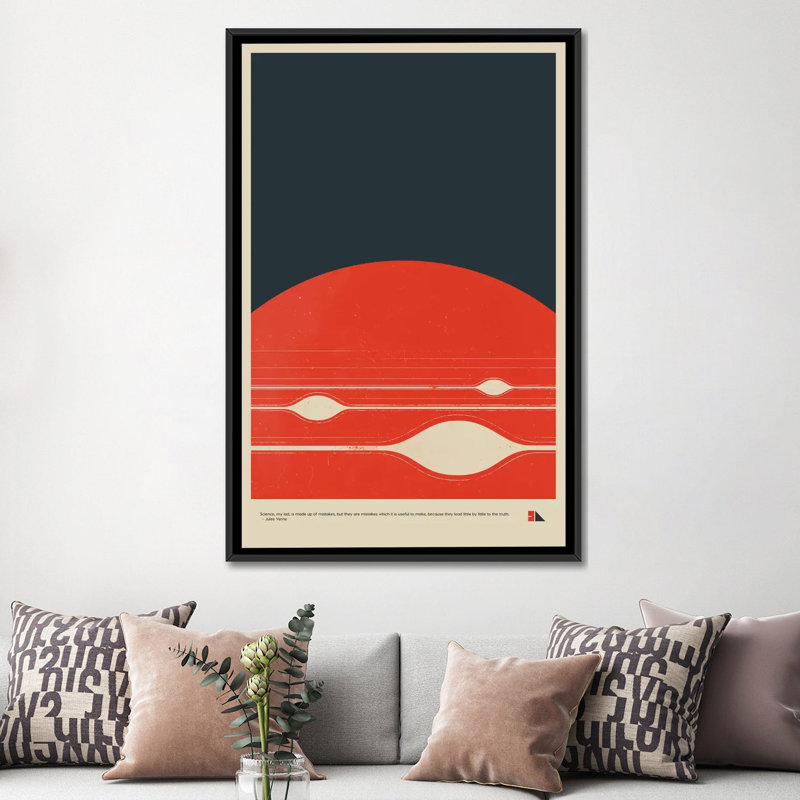2046 Design «Jupiter» - Impression sur toile tendue, H 48 po x l 32 po x P 1,5 po, Toile avec cadre noir, Pas de tapis