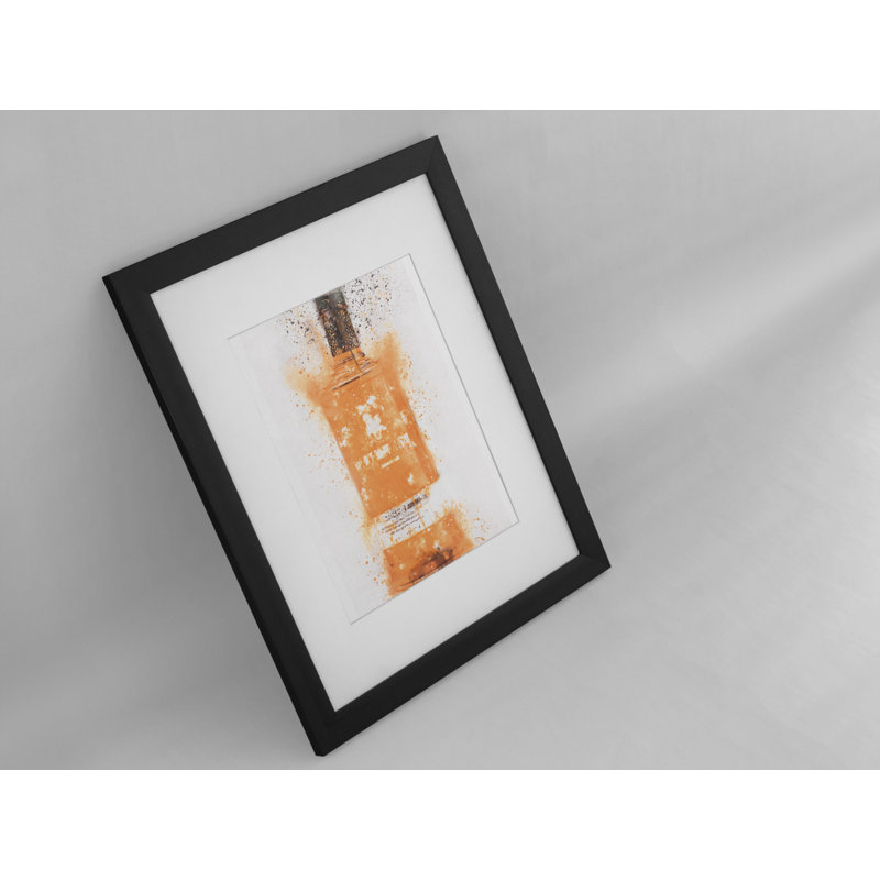 Orange Gin Bottle - Single Picture Frame Painting on Wood, 22" H x 18" W