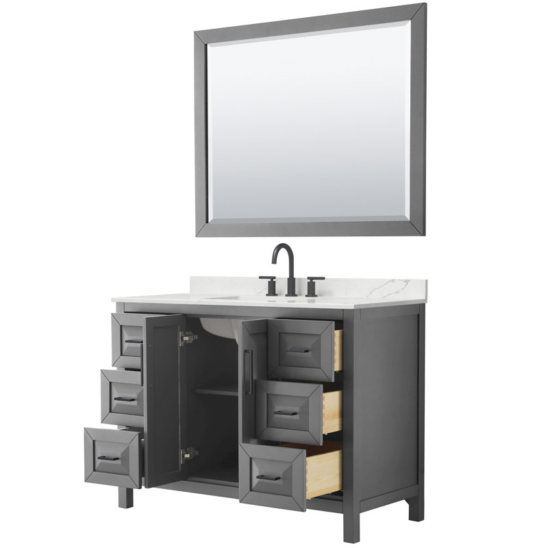 Daria 48'' W Vanity, Gray, Matte Black, Giotto Quartz