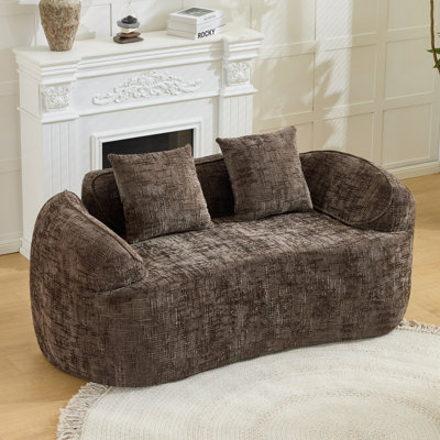 Curved Loveseat With 2 Throw Pillows