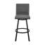 Tabouret de bar pivotant de 26 po à hauteur de comptoir avec similicuir gris et finition noir mat - rotation à 360 degrés, siège confortable, base stable