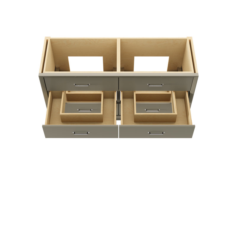 Alexandra Double Drawer Bath Vanity, French Olive, 60", Polished Chrome