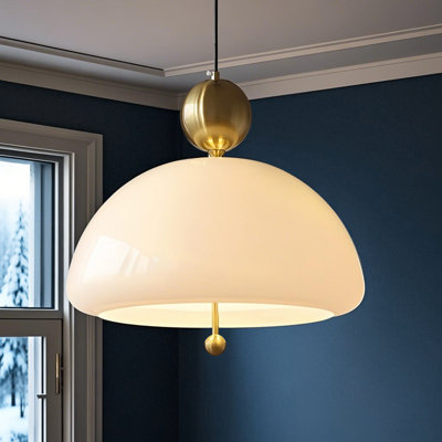 Grand luminaire suspendu en verre de style français moderne Mid-Century