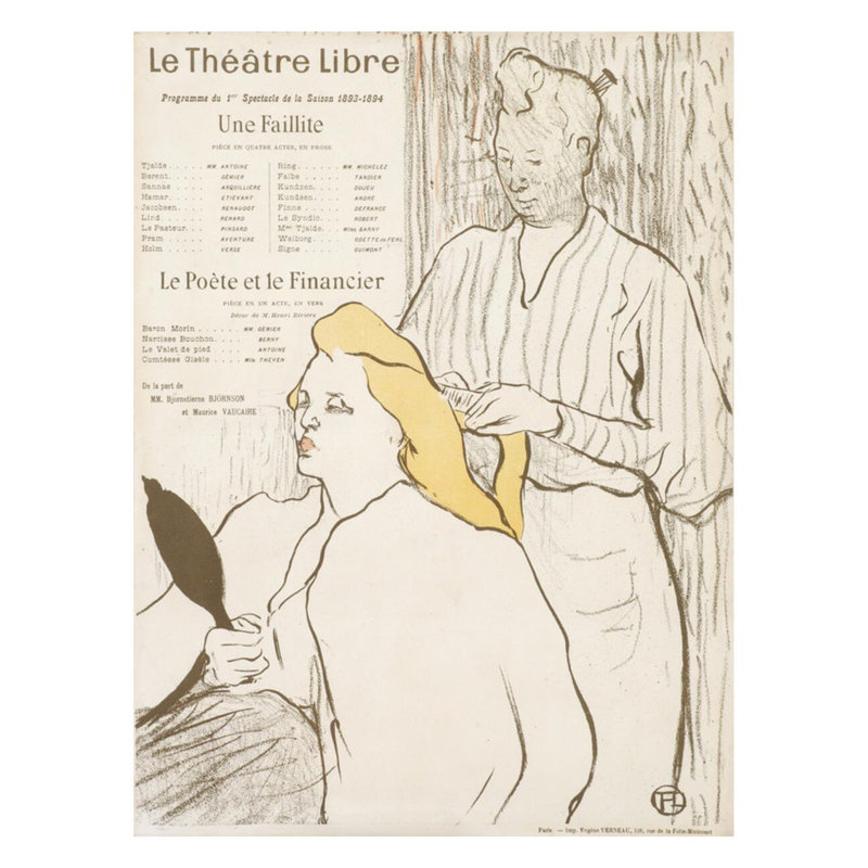 Programme pour la présentation du théâtre libre «Une Faillite» par Henri de Toulouse-Lautrec - Estampe numérique