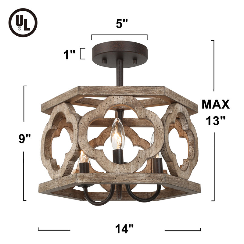 Luther Wood Semi Flush Mount