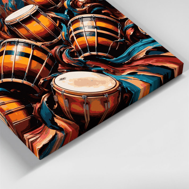 «Music Congas», art mural sur toile brune, 8" H x 8" W
