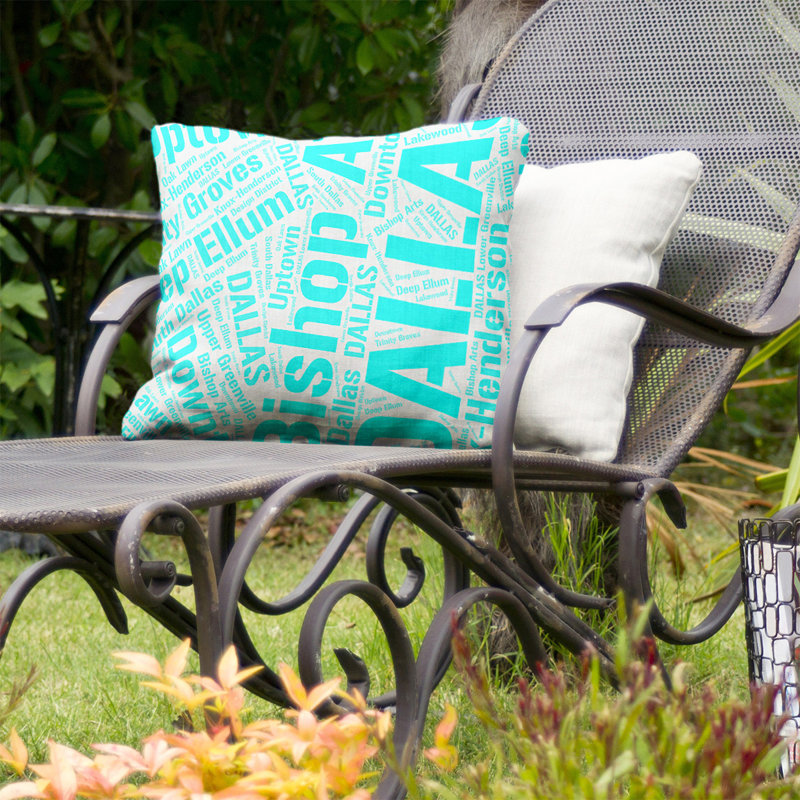 Coussin décoratif intérieur/extérieur dallas, Oui, H 16 po x l 16 po, Cyan